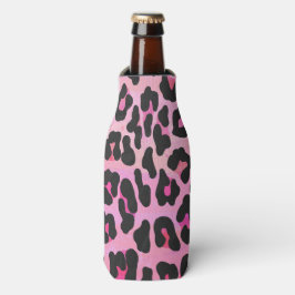Porta-garrafa Leopardo, Impressão preto e rosa quente