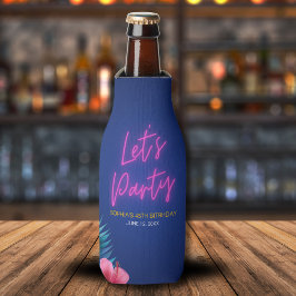 Porta-garrafa Let's Party Neon Electric Pink Tropical Birthday