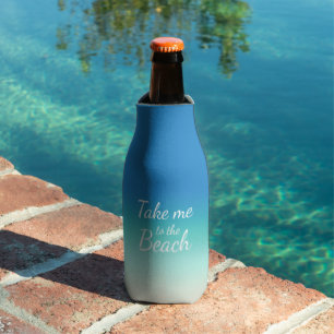 Porta-garrafa "Leve-me à Praia" Moderno Azul Ombre