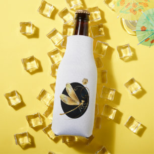 Porta-garrafa libélula ouro em círculo preto