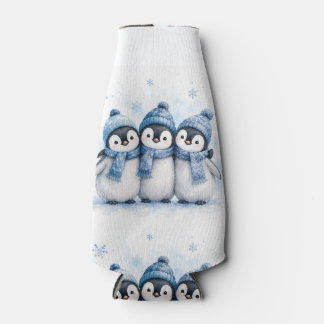 Porta-garrafa Lindo Trio de Pinguins de Inverno para Lata | Ador