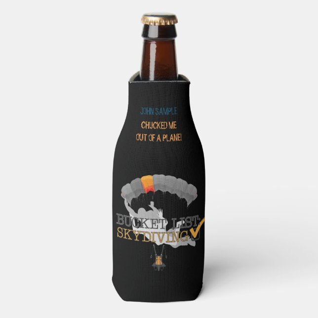 Porta-garrafa Lista de baldes: Skydiving (Personalizável) (Frente da Garrafa)