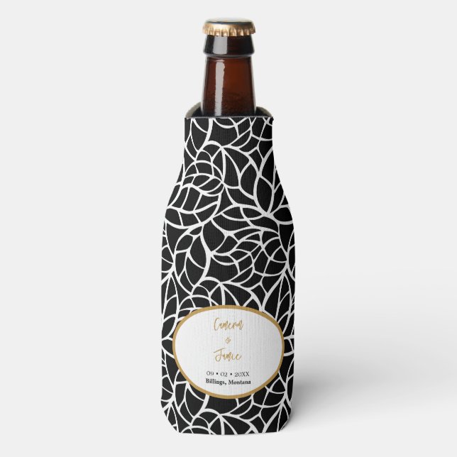 Porta-garrafa Local da Data de Nomes de Casamento Botânico Moder (Frente da Garrafa)