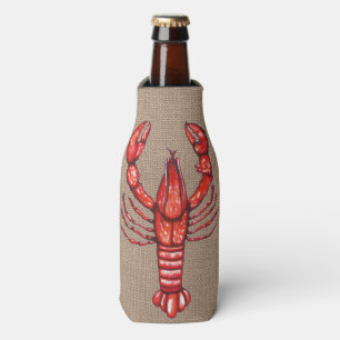 Porta-garrafa Louisiana Cajun Crawfish Faux Burlap