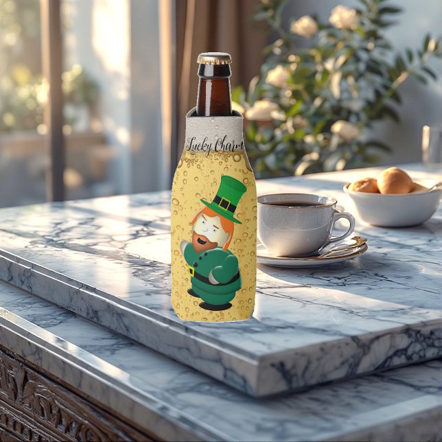 Porta-garrafa Lucky Charm Leprechaun Irish Bubbles Beer (Lucky Charm Leprechaun Irish Bubbly Golden Beer Bottle Cooler)