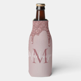 Porta-garrafa Luxo Monograma com Drips de Glitter Brilho em Ouro