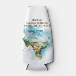Porta-garrafa Mapa da Festa de solteira de Cowgirl Costeira do T