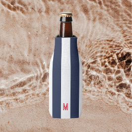 Porta-garrafa Marinho Cabana Stripe e Monograma Vermelho Persona