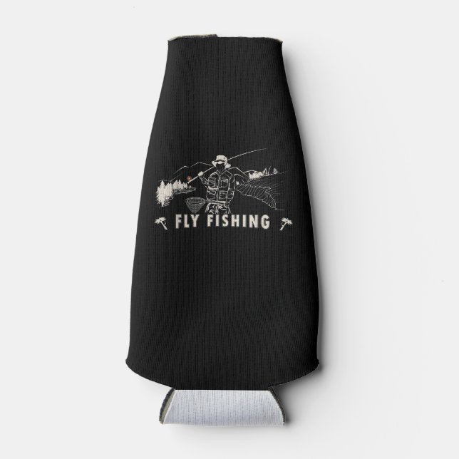 Porta-garrafa Marrom Brook Trout Fly Pescoço Linha Pescador Pres (Frente)
