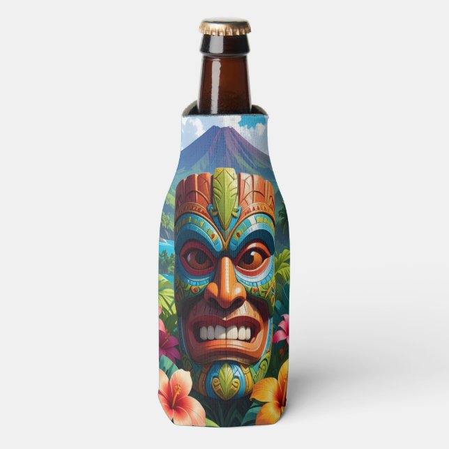 Porta-garrafa Máscara Tiki (Frente da Garrafa)