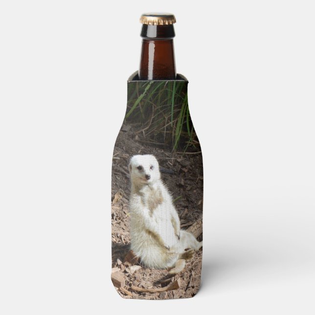 Porta-garrafa Meerkat Branco Cheeky, (Frente da Garrafa)