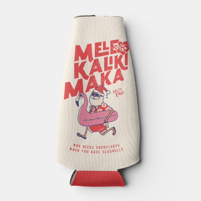 Porta-garrafa Mele Kalikimaka Papais noeis Flamingo Natal Getawa (Frente)