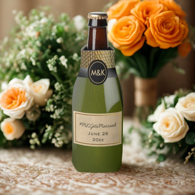 Porta-garrafa Mini balde de gelo para garrafa de champanhe de ca (Just add your wedding hashtag and date to this cute mini bottle cooler)