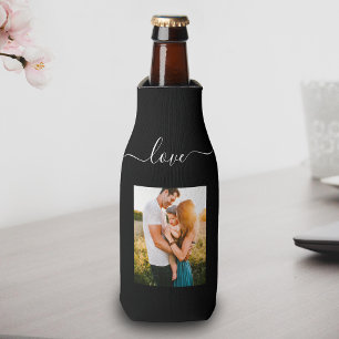 Porta-garrafa Modelo de Fotografia Texto de Amor Preto Cerveja