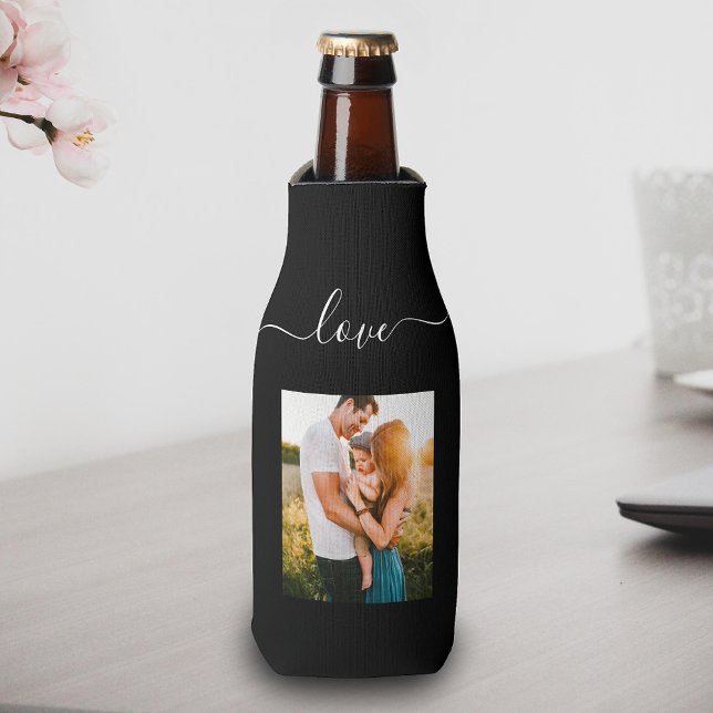 Porta-garrafa Modelo de Fotografia Texto de Amor Preto Cerveja (Criador carregado)