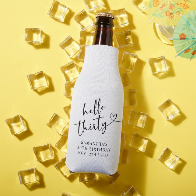 Porta-garrafa Modern Black and white Hello 30 Birthday (Verão in situ)