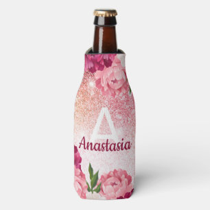 Porta-garrafa Monograma cor-de-rosa, monograma floral luxo