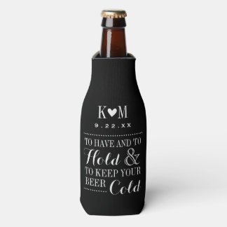 Porta-garrafa Monograma de Casamento Moderno Negro e Branco