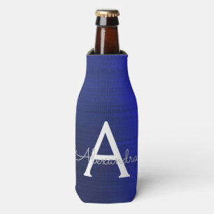 Porta-garrafa Monograma de Metal Brilhante Azul Naval Prata