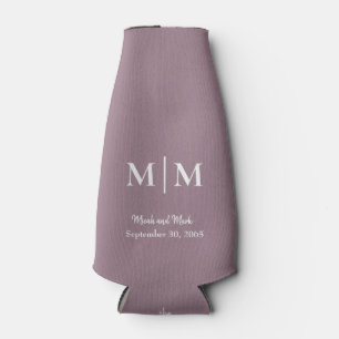 Porta-garrafa Monograma de Plum e Nomes Altura de Casamento Fria