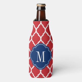 Porta-garrafa Monograma do Quatrefoil de Branco Vermelho e Azul