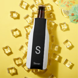 Porta-garrafa Monograma Dois Tom Preto Moderno e Branco