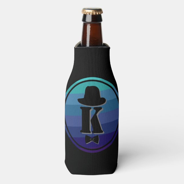 Porta-garrafa Monograma Inicial De Omã Azul Para Homens (Frente da Garrafa)