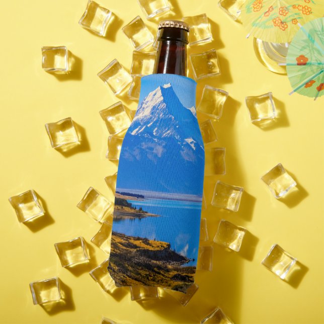 Porta-garrafa Monte Cook sobre o lago Pukaki, NZ (Verão in situ)