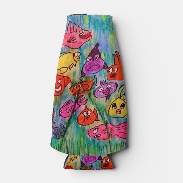 Porta-garrafa Muitas garrafas de peixe e latas (Frente)