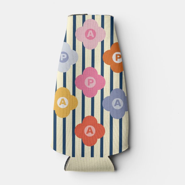 Porta-garrafa Multicoloração de faixas planas iniciais personali (Frente)