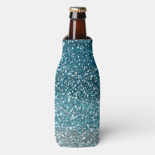 Porta-garrafa Na moda Blue Ombre Glitter Sparkle (Frente da Garrafa)