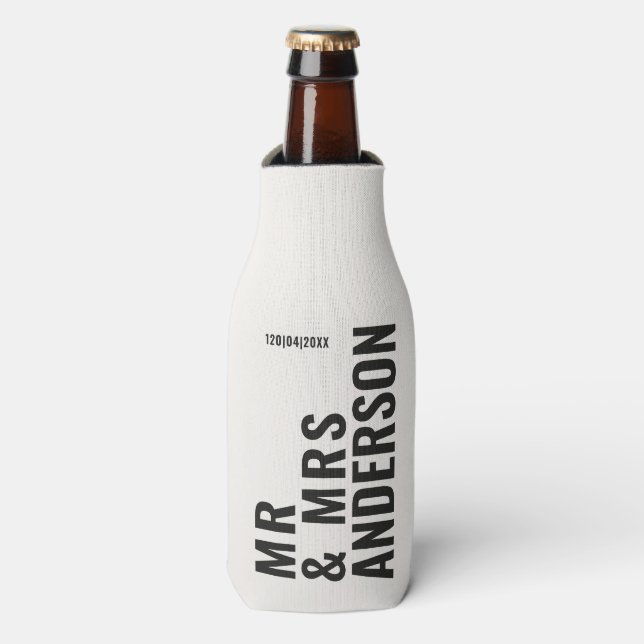 Porta-garrafa Natas negras negras mínimas ousadas casamento simp (Frente da Garrafa)