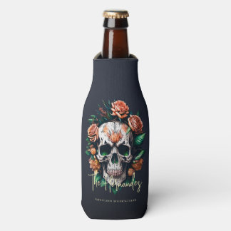 Porta-garrafa Nome da Família Monograma de Crânio Floral Hallowe