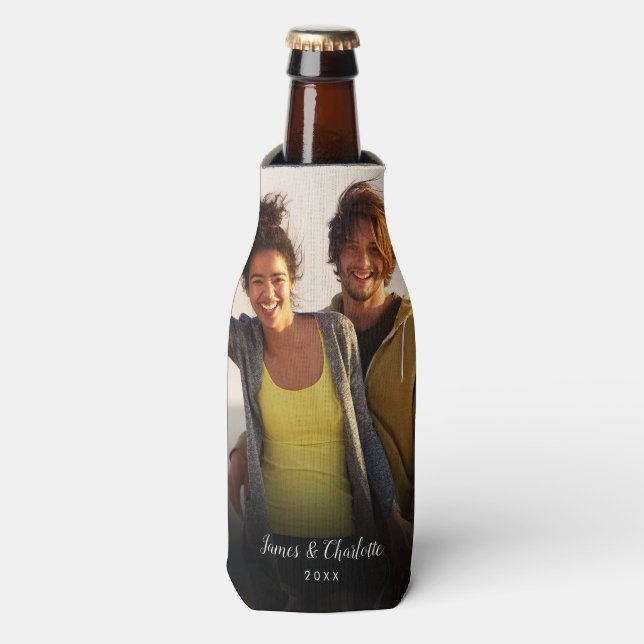Porta-garrafa Nome da Foto Personalizada Data (Frente da Garrafa)