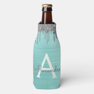 Porta-garrafa Nome do Monograma de Tela de Prata com Brução de M