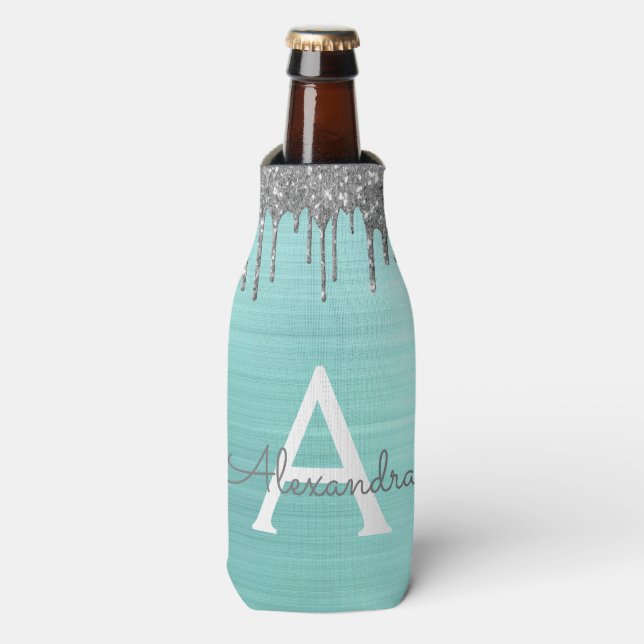 Porta-garrafa Nome do Monograma de Tela de Prata com Brução de M (Frente da Garrafa)