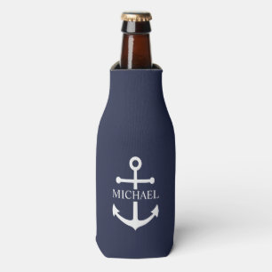 Porta-garrafa Nome Personalizado da Âncora Azul do Marinho Náuti