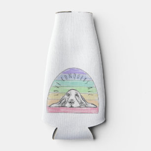Porta-garrafa o amor conquista tudo cachorro arco-íris basset ho