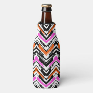 Porta-garrafa Padrão Chevron Preto, Laranja E Rosa Desenhado À M