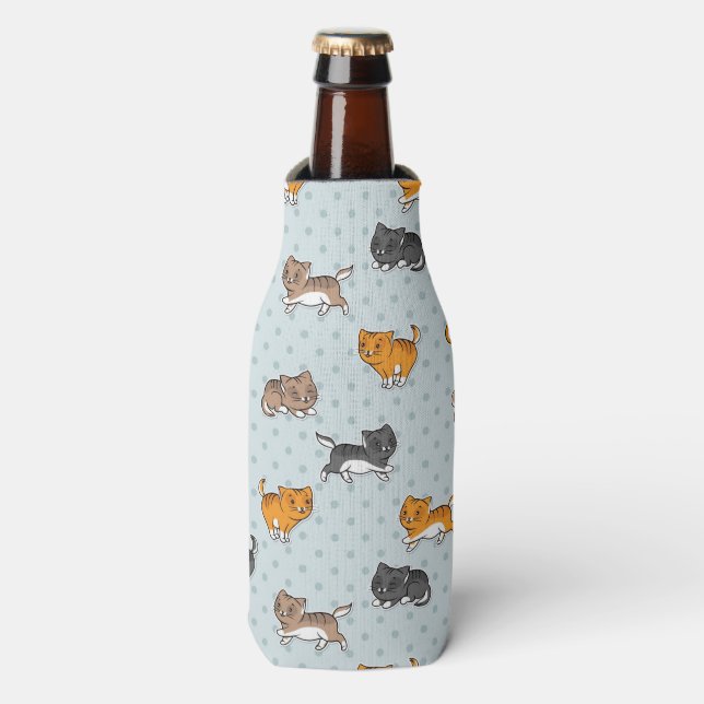 Porta-garrafa padrão com gatos engraçados (Frente da Garrafa)