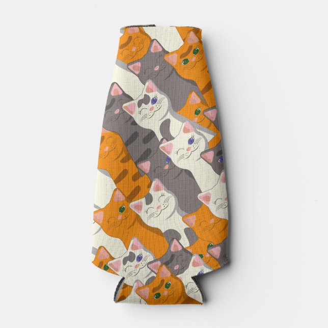 Porta-garrafa Padrão de diagonal do gato preto branco do Ginger (Frente)