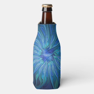 Porta-garrafa Padrão de Fantasia de Flor Azul, Arte Fractal Abst
