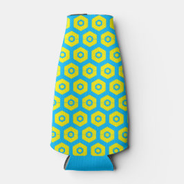 Porta-garrafa Padrão de Hexágono Moderno Amarelo Azul 4Don Coole