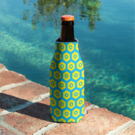 Porta-garrafa Padrão de Hexágono Moderno Amarelo Azul 4Don Coole