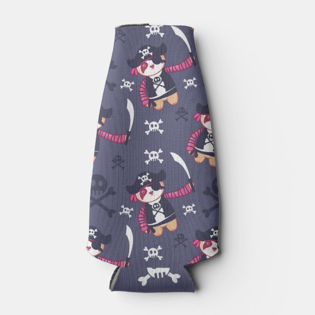 Porta-garrafa Padrão de Urso Panda Pirata Bonito (Frente)