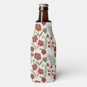 Porta-garrafa Padrão floral vermelho sem costura sobre fundo bra