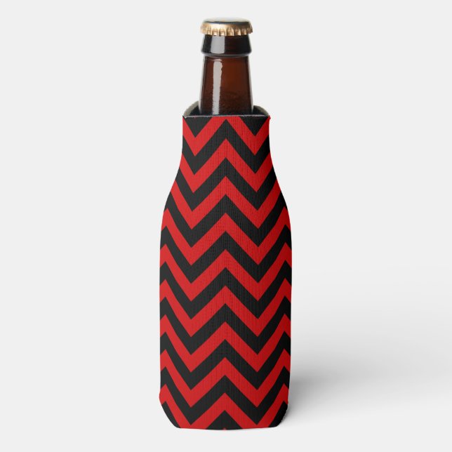 Porta-garrafa Padrão ZigZag vermelho, preto Grande Chevron (Frente da Garrafa)