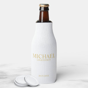 Porta-garrafa Padrinho de casamento branco e ouro personalizado