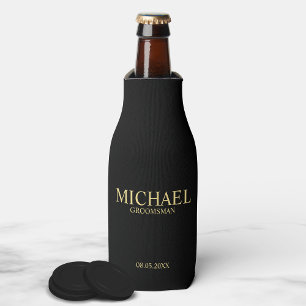 Porta-garrafa Padrinho de casamento Dourado e preto moderno