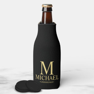 Porta-garrafa Padrinho de casamento Dourado e preto moderno